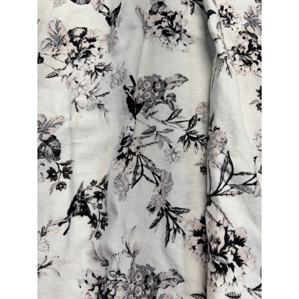 Who What Wear Women's Size 6 Black Cream Floral Linen Blend Pleated Midi Skirt - Picture 4 of 9